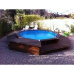 Piscine bois ubbink oca - 430 h120cm - liner bleu - hors sol semi enterre ou enterre - garantie 15 ...
