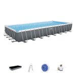 Bestway piscine tubulaire rectangulaire power steel 956x488x132 cm - 52 231 l filtre � sable 8 327 l ...