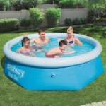 Piscine gonflable ronde - bestway - fast set 57265 - 244x66 cm - gris - capacit� 2100 l - murs renforc�s ...