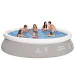Piscine ronde gonflable - jilong - gris - 450 x 122 cm - pvc robuste