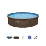 Piscine hors sol hydrium? effet bois diamtre 550 x 130 cm - bestway - filtre  sable