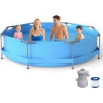Piscine hors - sol ronde 36m x 76cm costway cadre mtallique pompe filtrante capacit 6125 l piscine ...