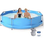 Piscine hors - sol ronde 3m x 76cm costway cadre mtallique pompe filtrante capacit 4383 l piscine de ...