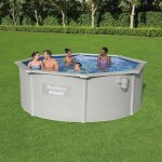 Piscine hors sol ronde - bestway - hydrium - 360x120 cm - gris - filtre � sable