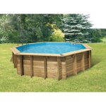Piscine hors - sol semi enterre ou enterre ubbink oca 580 - h120 cm - bois - liner bleu - garantie ...