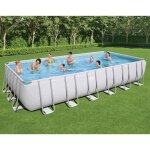 Piscine tubulaire - bestway - power steel - rectangulaire - gris - 732x366x132 cm