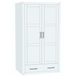 Placard armoire meuble de rangement en mdf et pin massif laqu blanc - longueur 105 x profondeur 55x ...