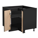 Meuble bas de cuisine - deconation - roma - noir / beige - l 90 x h 81 x p 45 cm - design moderne