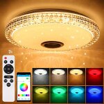 Plafonnier cristal led 72w avec haut - parleur bluetooth tlcommande contrle app changement de couleur ...