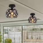 Plafonnier en cristal moderne e27 led plafonnier lustre en m�tal noir �26cm 2pcs pour cuisine salle � ...