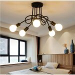 Plafonnier edison 5 ttes mtal fer industriel cratif noir lampe suspension vintage e27 luminaire rtro ...