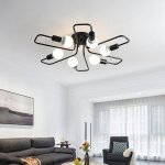 Plafonnier industriel 6 - lumi�res lustre noir lampe plafond e27 base diam�tre 75cm pour cuisine salle ...