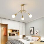 Plafonnier industriel moderne tokius lustre e27 avec 3 lumires dor lampe plafond vintage en metal pour ...