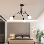 Plafonnier industriel moderne tokius lustre e27 avec 3 lumi�res noir lampe plafond vintage en metal pour ...