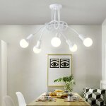 Plafonnier industriel moderne tokius lustre e27 avec 5 lumi�res blanc lampe plafond vintage en metal ...