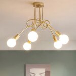 Plafonnier industriel moderne tokius lustre e27 avec 5 lumires dor lampe plafond vintage en metal pour ...