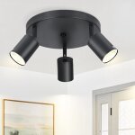 Homefire led plafonnier 3 spots orientables 350�noir spots de plafond gu10 moderne rond en m�tal