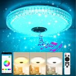 Plafonnier led 36w cristal + bluetooth t�l�commande app changement couleur �30cm chambre / salle bain ...