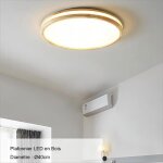 Plafonnier led - smotop - �40 cm - bois & aluminium - blanc froid 6000k