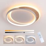 Plafonnier led bois 40cm plafonnier chambre enfant dimmable plafonier led avec telecommande 3000k - 6000k ...