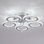 Plafonnier led en cristal à 5 anneaux lampe de chambre à coucher pour salon blanc froid Plafonnier led en cristal à 5 anneaux lampe de chambre à coucher pour salon blanc froid