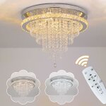 Plafonnier led crystal round chandelier living room bedroom cool white 41w