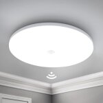 Plafonnier led detecteur de mouvement 24w 2400lm 30cm rond lampe plafond moderne 6500k blanc froid escalier ...