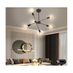 Plafonnier lustre - axhup - 6x e27 - noir - m�tal galvanis� - vintage / industriel