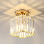 Plafonnier moderne en cristal rtro carr lustre abat - jour culot e27 luminaire industrielle pour couloir ...
