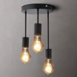 Plafonnier rtro 3 douilles pour ampoules e27 lampe suspension industrielle mtal retro suspensions vintage ...