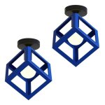Plafonnier - smotop - lot de 2 - bleu fonc� - cage m�tallique vintage
