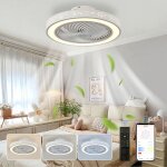 Plafonnier ventilateur silencieux avec lumiere t�l�commande / app reversible dimmable - led 6 vitesse ...