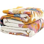 Plaid canap en coton orange bleu floral couverture jet canap boho rversible couvre lit orange bleu 150x200cm ...