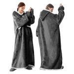 Plaid � capuche oversize unisexe flanelle ultra douce manches et grande poche sweat pull g�ant hiver ...