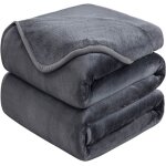 Plaid couverture polaire 150x200cm gris fonce doux et chaude - 200 gsm couverture de lit et jet� de canap� ...