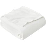 Plaid couverture polaire flanelle en microfibre jet de canap 150x200 blanc couverture lit jete de canape ...