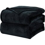 Plaid couverture polaire flanelle en microfibre jet de canap 150x200 noir couverture lit jete de canape ...
