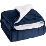 Plaid couverture polaire en sherpa 150x200 couverture lit 1 personne bleu marine150 x 200(bleu marine) ...