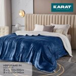 Plaid douillet glory couverture polaire certifi oeko - tex double face bleu fonc 220 x 240 cm