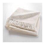 Plaid ziggy 125x150 cm ivoire ? coton polyester & fils m�tallis�s franges