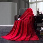 Plaid - gnrique - coral - 220 x 240 cm - flanelle ultra doux - rouge