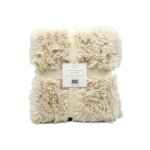 Plaid imitation poils longs 130x170cm 450g / m - longwool beige clair