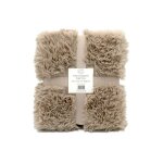 Plaid imitation poils longs 130x170cm 450g / m - longwool beige taupe