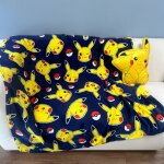 Plaid polaire extra doux imprim� - pok�mon pika pika - bleu - 125x150cm