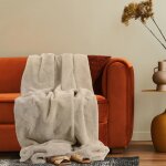 Plaid polaire - paco home - 200x240 cm - beige - 100% polyester - lavable � 30�c - certifi� oeko - tex ...