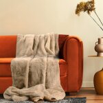 Plaid polaire - paco home - 200x240 cm - beige - polyester - lavable � 30�c - certifi� oeko - tex - surface ...