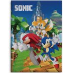 Plaid polaire - sonic the hedgehog - 100 x 140 cm - design tails et knuckles - lavable - bleu