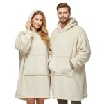 Plaid pull pour homme et femme ? taille unique 118 x 85 cm ? couverture avec manche longue capuche et ...