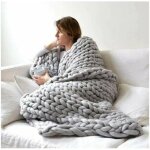 Plaid tricot main en grosse maille grande couverture en laine tricote jet de lit pour canap matelas ...