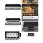 Plancha électrique - inox - 4 brûleurs - 10 kw - plaque amovible 76x36 cm - allumage automatique Plancha électrique - inox - 4 brûleurs - 10 kw - plaque amovible 76x36 cm - allumage automatique